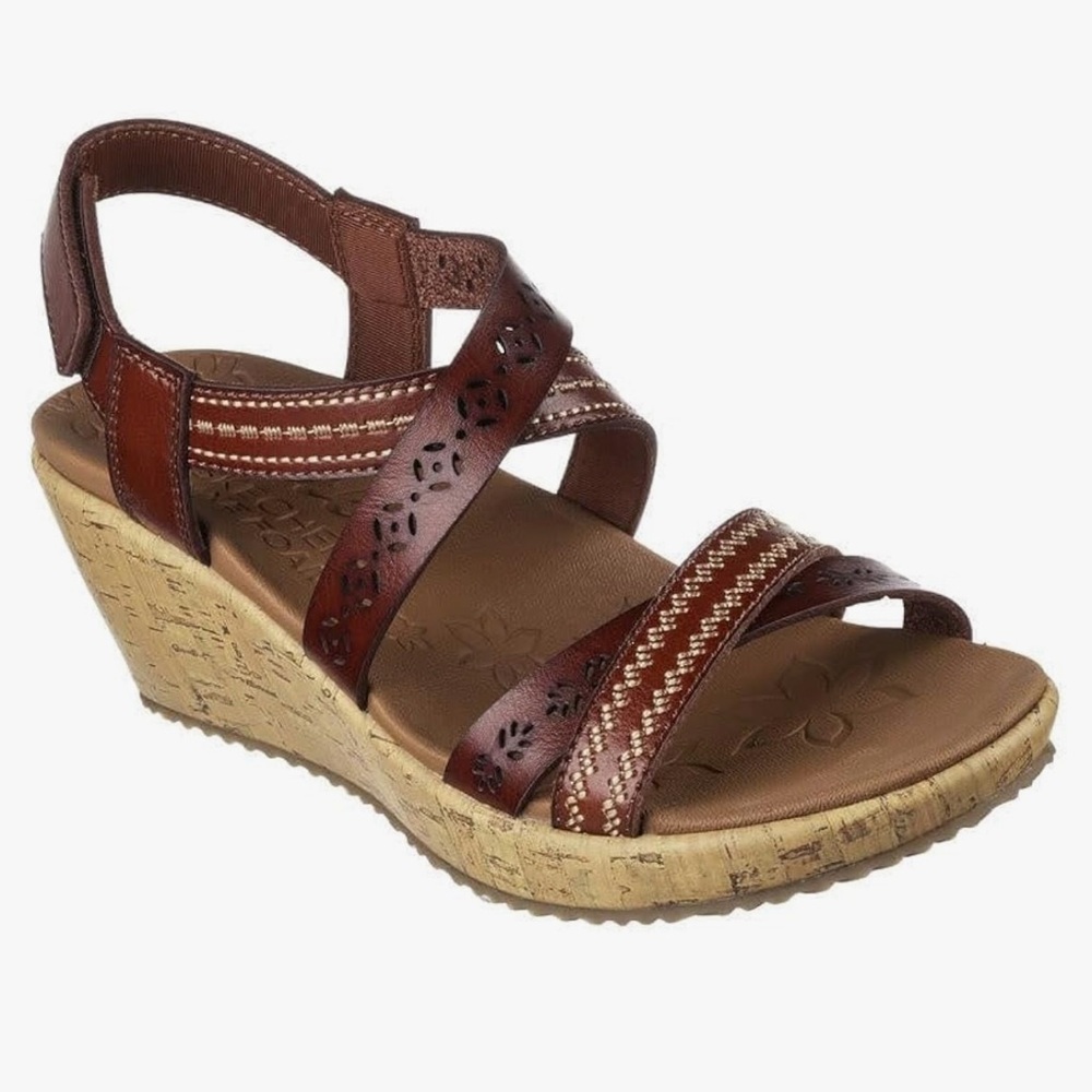Skechers Brown Wedge Sandals with Strappy Design